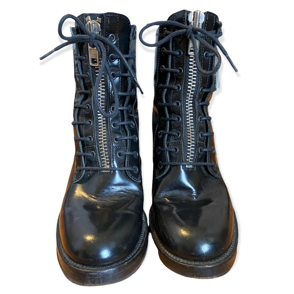 Sandro Patent Leather Combat Boots